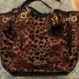 Betsy Johnson Sequence Cheetah print purse